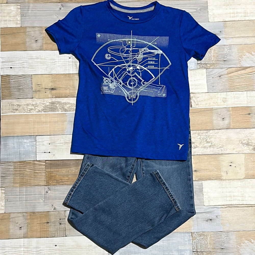 Old Navy Blue Short Sleeve Baseball Graphic Tee